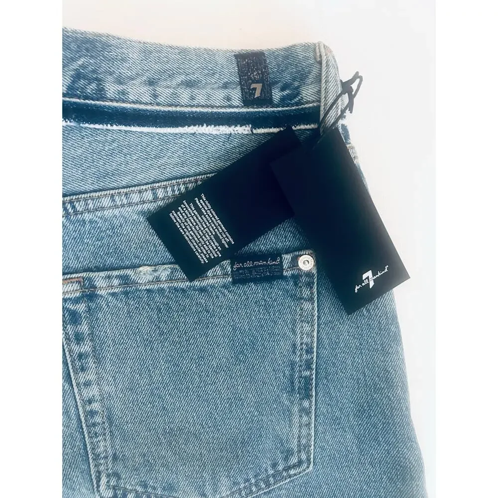 7 For All Mankind Lola Long Denim Shorts, in Sapphire Dust. Size 30. NWT’s